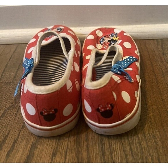 Disney Minnie Mouse Slip On Sneaker Shoes Red And White Polka Dot Sz 9 Girls‎ - Picture 4 of 6